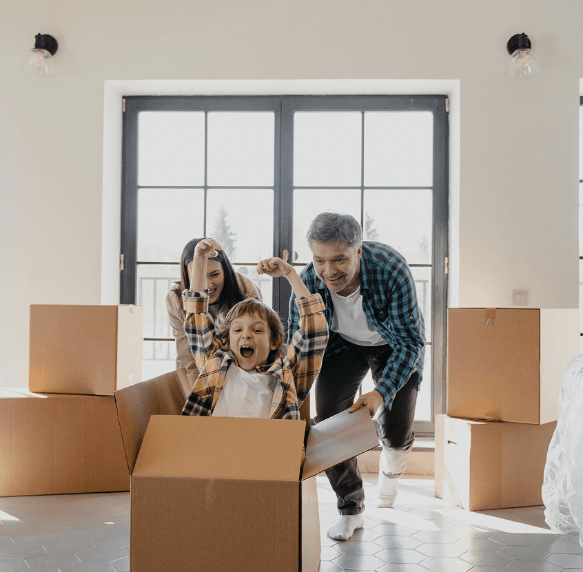 Family moving into their new home
